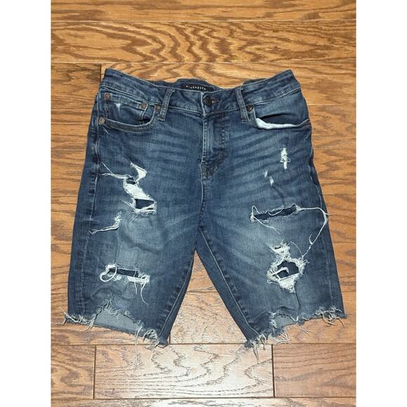 Aeropostale Men's Distressed Frayed Slim Cut-Off Denim Blue Jean Shorts, Size 28 - Picture 1 of 6